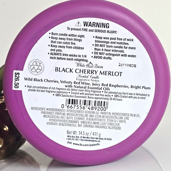 White Barn 3 Wick Candle Black Cherry Merlot Essential Oils Bath and Body Works - Picture 7 of 9